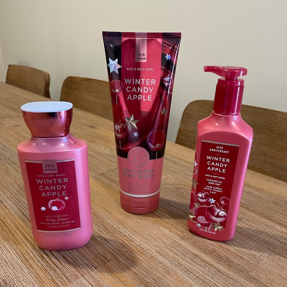 Bath & Body Works Pink Winter Candy Apple Body Wash, Lotion, & Handsoap